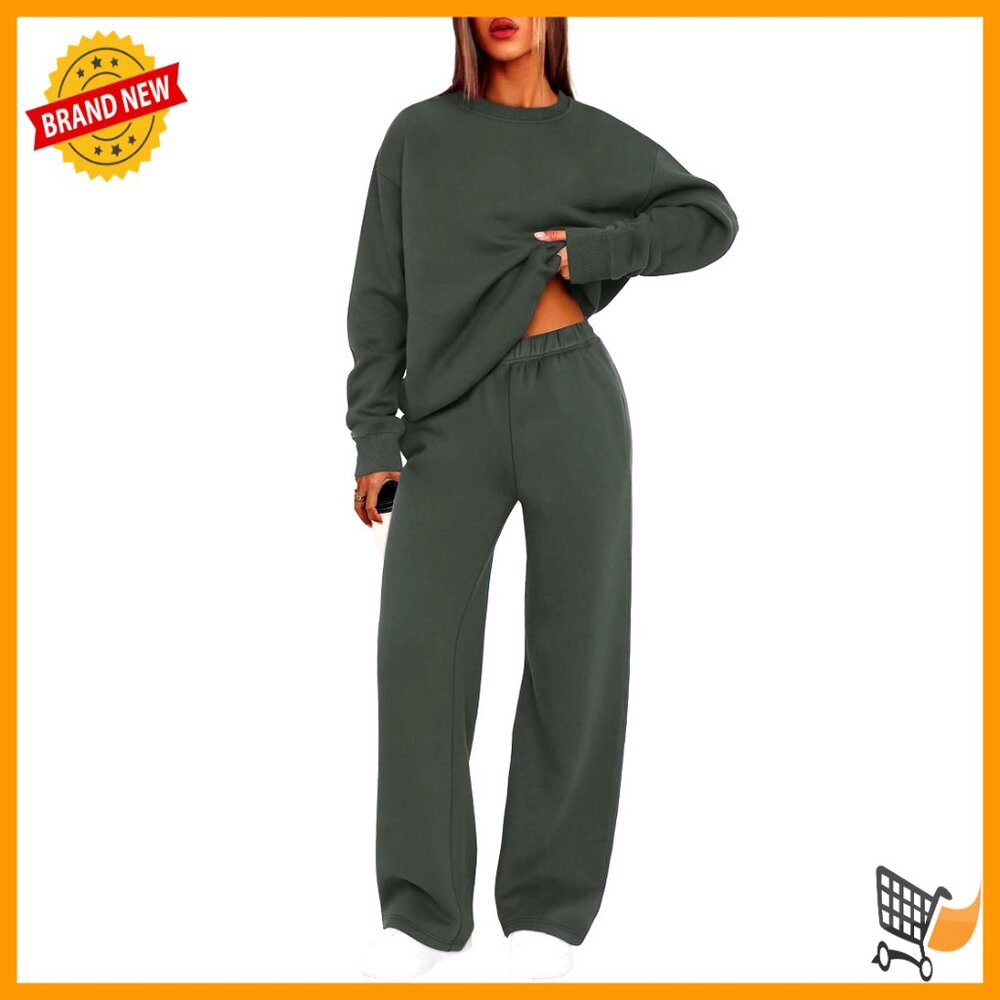Oversized Crewneck Sweatsuit Lounge Set Comfy Soft Lightweight Matching Outfit